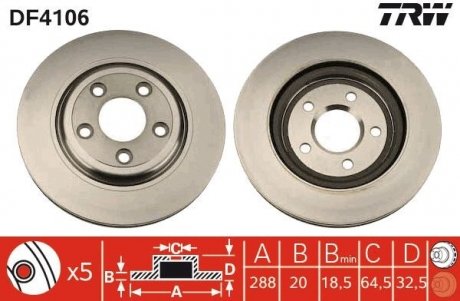 Диск гальмівний (LUCAS) TRW DF4106