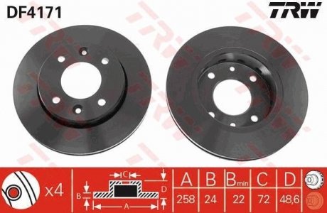 Диск тормозной (LUCAS) TRW DF4171 (фото 1)