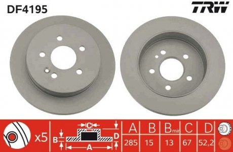 Диск гальмівний (LUCAS) TRW DF4195