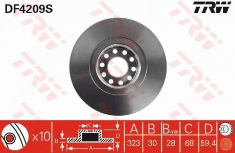 Диск гальмівний (LUCAS) TRW DF4209S