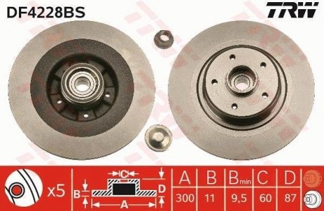 Тормозной диск с подшипником. (LUCAS) TRW DF4228BS