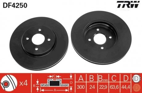 Диск гальмівний (LUCAS) TRW DF4250