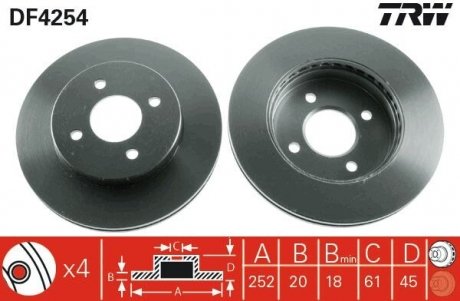 Диск гальмівний (LUCAS) TRW DF4254