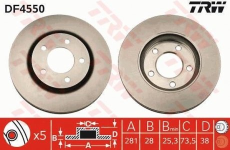 Диск гальмівний (LUCAS) TRW DF4550