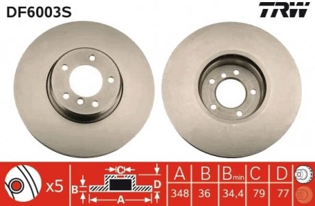Гальмівний диск (LUCAS) TRW DF6003S (фото 1)