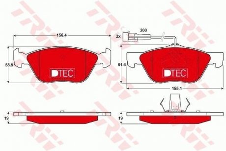 Комплект гальмівних колодок, дискове гальмо TRW GDB1212DTE (фото 1)