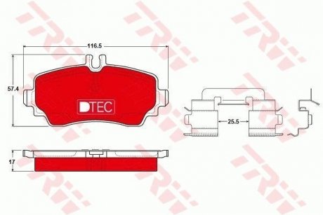 Комплект гальмівних колодок, дискове гальмо TRW GDB1293DTE (фото 1)