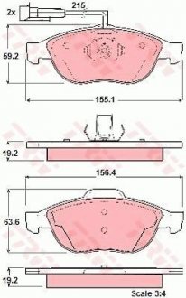 Комплект тормозных колодок, дисковый тормоз TRW GDB1337 (фото 1)