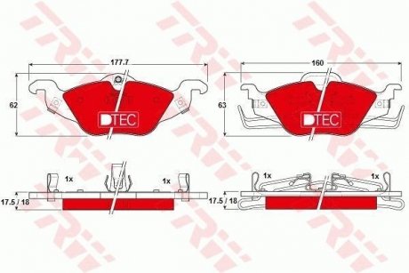 Комплект гальмівних колодок, дискове гальмо TRW GDB1351DTE