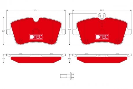 Комплект тормозных колодок, дисковый тормоз TRW GDB1413DTE (фото 1)