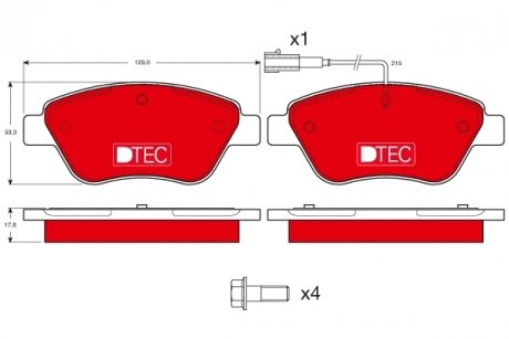 Комплект гальмівних колодок, дискове гальмо TRW GDB1482DTE