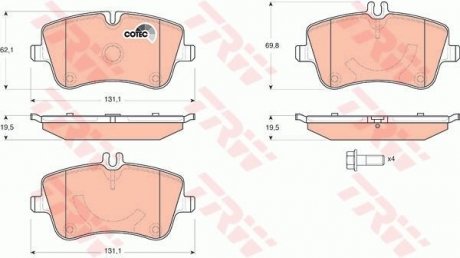 Гальмівні колодки, дискове гальмо (набір) (LUCAS) TRW GDB1514