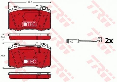 Комплект гальмівних колодок, дискове гальмо TRW GDB1543DTE