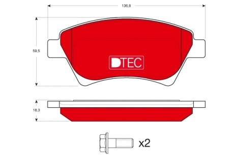 Комплект тормозных колодок, дисковый тормоз TRW GDB1552DTE (фото 1)