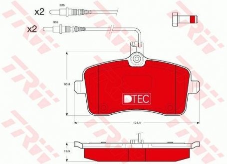 Комплект тормозных колодок, дисковый тормоз TRW GDB1594DTE (фото 1)