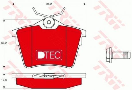 Комплект тормозных колодок, дисковый тормоз TRW GDB1596DTE (фото 1)