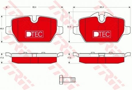 Комплект тормозных колодок, дисковый тормоз TRW GDB1612DTE (фото 1)