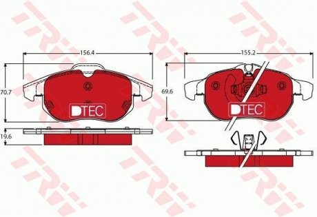 Комплект гальмівних колодок, дискове гальмо TRW GDB1613DTE (фото 1)