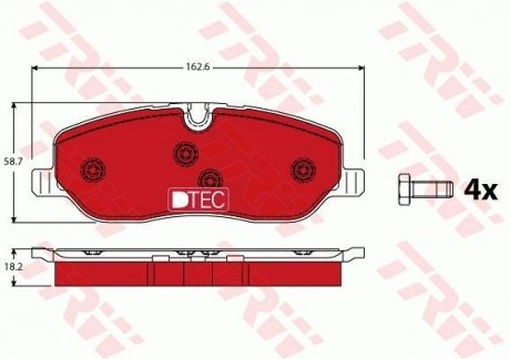 Комплект гальмівних колодок, дискове гальмо TRW GDB1631DTE