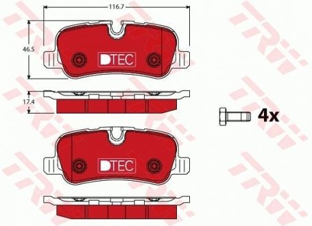 Комплект тормозных колодок, дисковый тормоз TRW GDB1632DTE