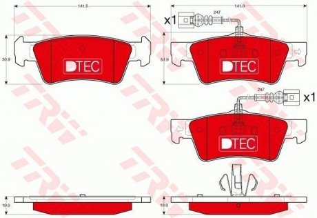 Комплект гальмівних колодок, дискове гальмо TRW GDB1672DTE (фото 1)