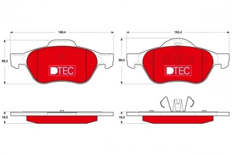 Комплект гальмівних колодок, дискове гальмо TRW GDB1687DTE