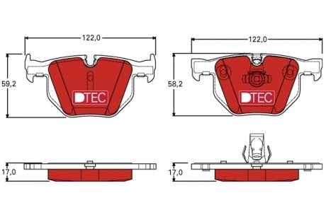 Комплект гальмівних колодок, дискове гальмо TRW GDB1727DTE (фото 1)