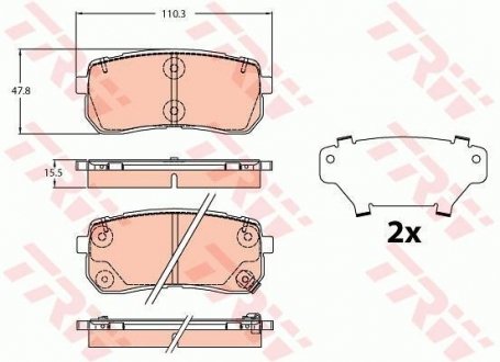 Тормозные колодки дисковые KIA Sorento "R "15>> TRW GDB2112