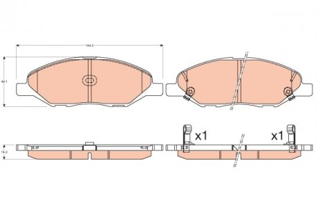 Комплект тормозных колодок, дисковый тормоз TRW GDB3577 (фото 1)