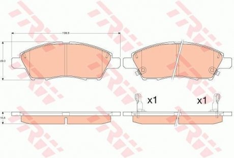 Комплект гальмівних колодок, дискове гальмо TRW GDB3613