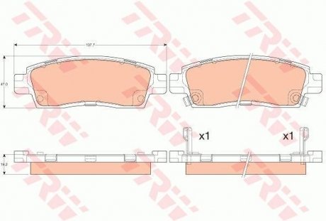 Гальмівні колодки дискові CHEVROLET Traiblazer "R "01-08 TRW GDB4455
