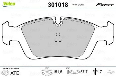 Колодки тормозные BMW P. E36/E46/E85 90- Valeo 301018