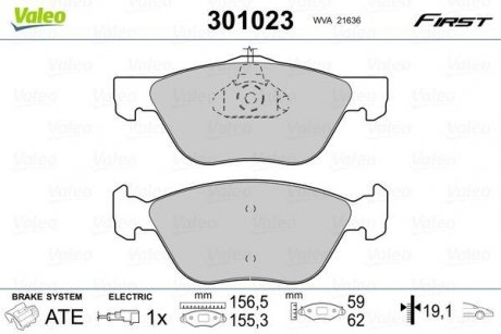 Колодки тормозные ALFA P. 145/146/156/166 95-07 Valeo 301023