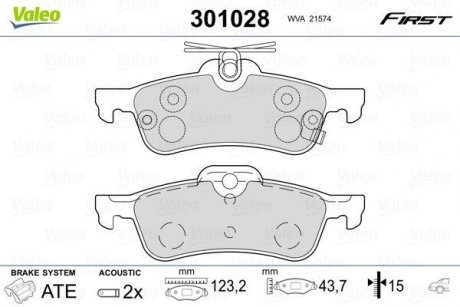 Колодки тормозные TOYOTA T. YARIS 05- Valeo 301028