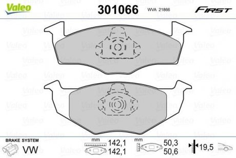 Колодки гальмівні SEAT P. CORDOBA/IBIZA/TOLEDO 93-99 Valeo 301066