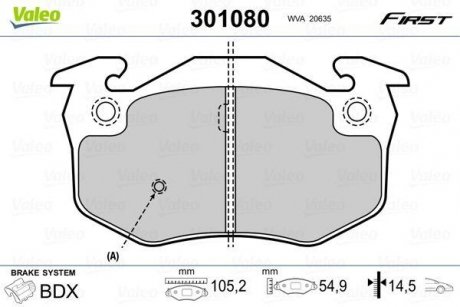 Колодки тормозные RENAULT P. TWINGO 93- Valeo 301080 (фото 1)