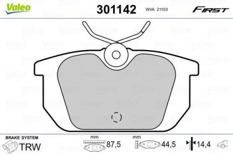 Колодки тормозные ALFA T. 145/146/155/GTV/SPIDER 92-05 Valeo 301142