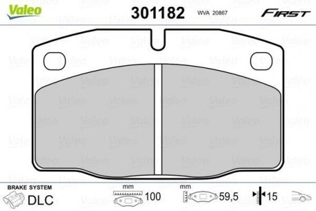 Колодки тормозные OPEL P. CORSA/VECTRA 82-95 Valeo 301182 (фото 1)