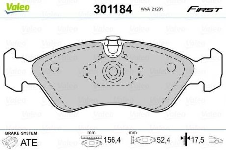 Колодки гальмівні OPEL P. ASTRA/VECTRA 88-03 Valeo 301184