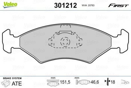 Колодки гальмівні FORD P. ESCORT/FIESTA/SIERRA 80-02 Valeo 301212