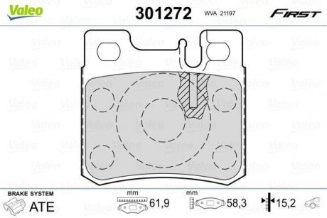 Колодки тормозные DB T. W124/W202/W210 93-01 Valeo 301272