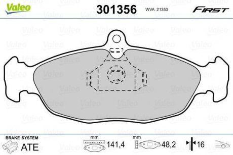 Колодки тормозные OPEL P. ASTRA/CORSA/VECTRA 91-02 Valeo 301356 (фото 1)