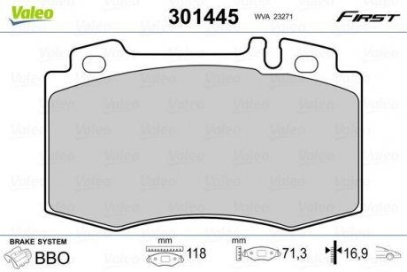 Колодки тормозные DB P. W163/W220 280-600 Valeo 301445