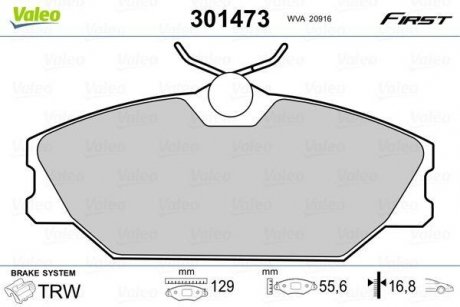 Колодки тормозные RENAULT P. LAGUNA/MEGANE/SCENIC 97-03 Valeo 301473