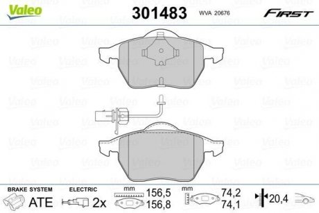 Колодки тормозные AUDI P. A4/A6 95-05 Valeo 301483 (фото 1)