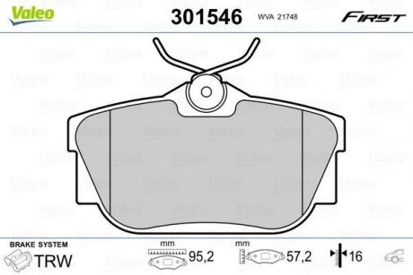 Колодки гальмівні OPEL T. VIVARO 1,9-2,5 DTI 01- Valeo 301546