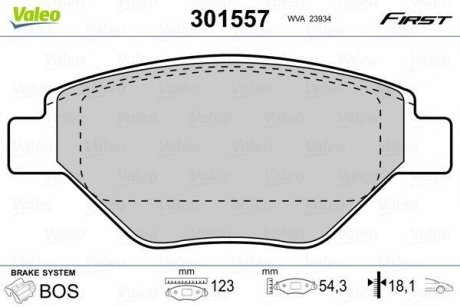 Колодки тормозные RENAULT P. MEGANE 1,4 02- BEZ CZUJNIKA Valeo 301557