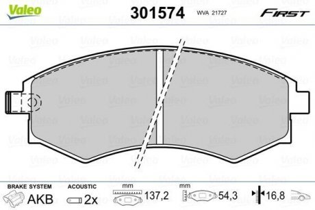 Колодки тормозные HYUNDAI P. LANTRA 1,6 91- Valeo 301574