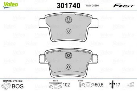 Колодки тормозные FORD T. MONDEO 00-07 Valeo 301740