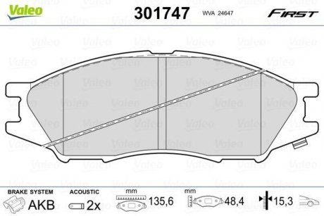 Тормозные колодки дисковые NISSAN AlmeraClassic(B10) "1,6 "F "06>> Valeo 301747